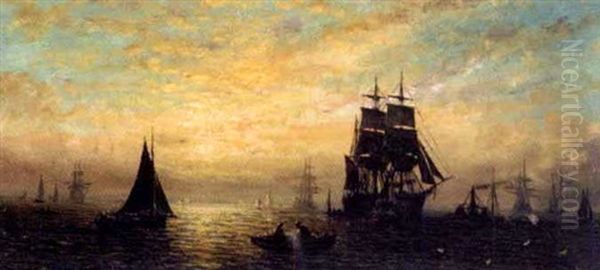 Shipping In An Estuary, Morning (+ 2 Others; Three Works) by William Adolphus Knell