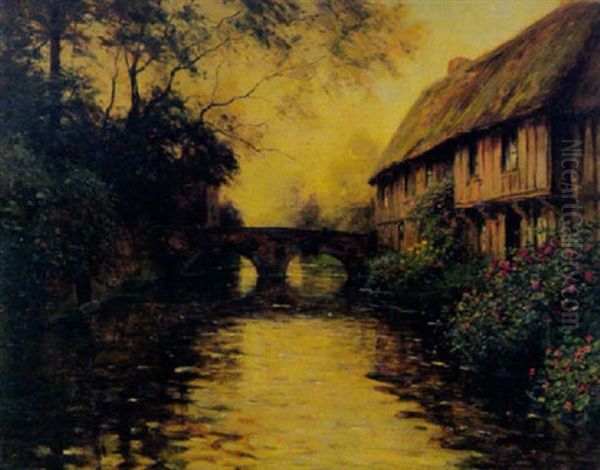 Stiller Fluss Mit Brucke by Louis Aston Knight