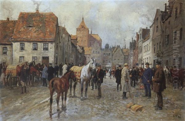 Pferdemarkt In Breslau by Georg Karl Koch