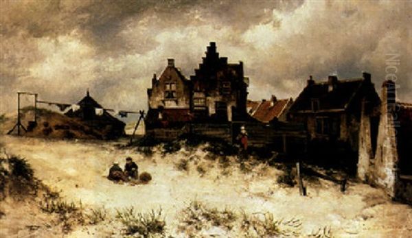 A Village In The Dunes by Johannes Hermanus Barend Koekkoek