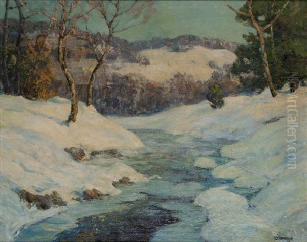 Overlook Mountain And Brook In Winter, 1927 by Walter Koeniger