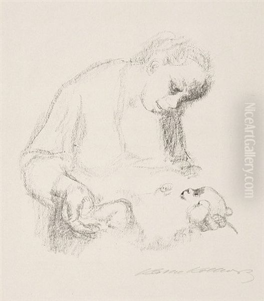 Junge Mutter Mit Saugling by Kaethe Kollwitz