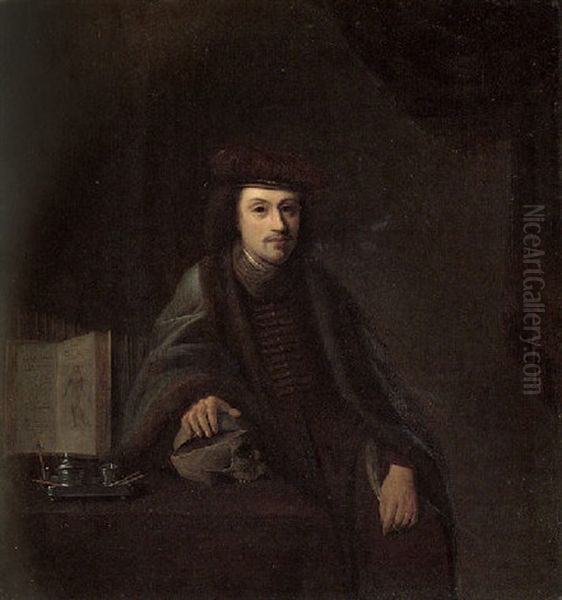 Portrait Of A Doctor In His Study by Philips Koninck