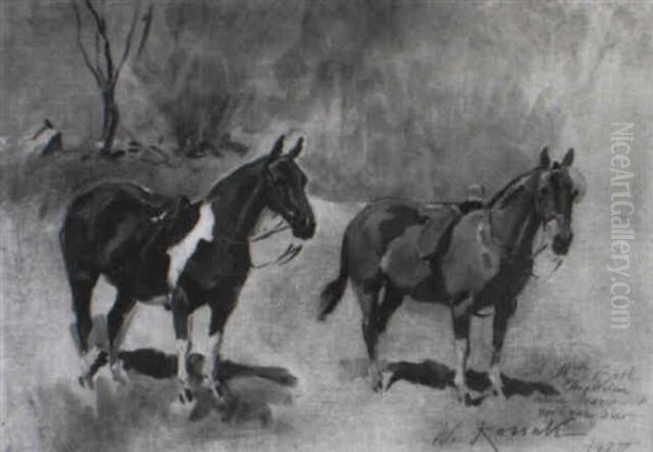 Horses by Woiciech (Aldabert) Ritter von Kossak