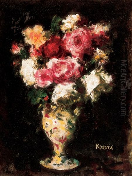 Flowers In A Vase by Jozsef Koszta