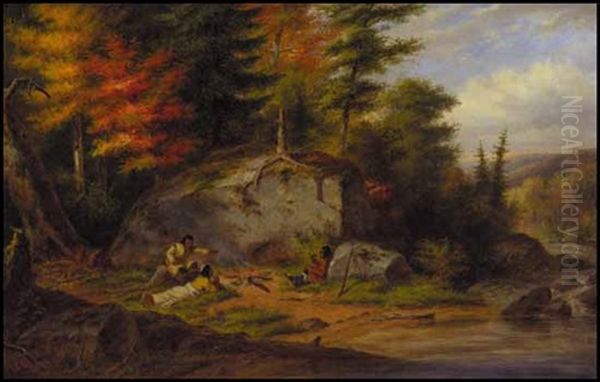 Chippewa Indians At A Portage by Cornelius David Krieghoff