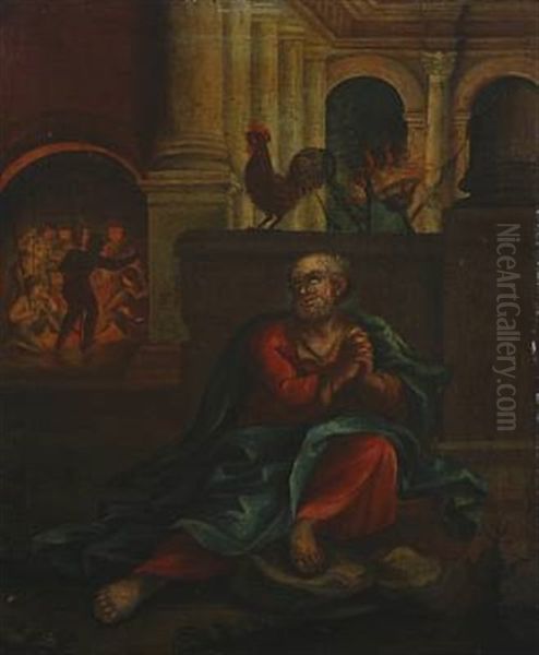 The Penitent Peter And The Crowing Cock by Hendrik Krock