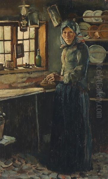 Interior With A Fisherman's Wife By The Kitchen Window by Christian Krohg