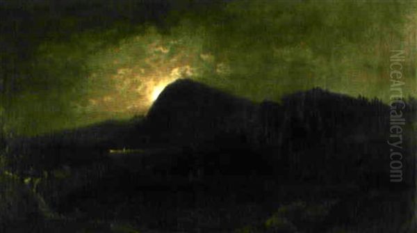 Heimkehrende Auf Passlandschaft Bei Abendstimmung by Oskar Kroll