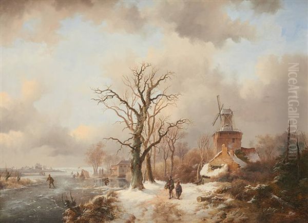 Patineurs Sur Un Bras De Mer Gele by Frederik Marinus Kruseman