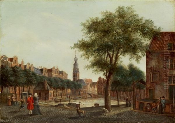 Ansicht Von Amsterdam Mit Dem Singel Und Den Munttoren Mit Figurenstaffage by Cornelis de Kruyff