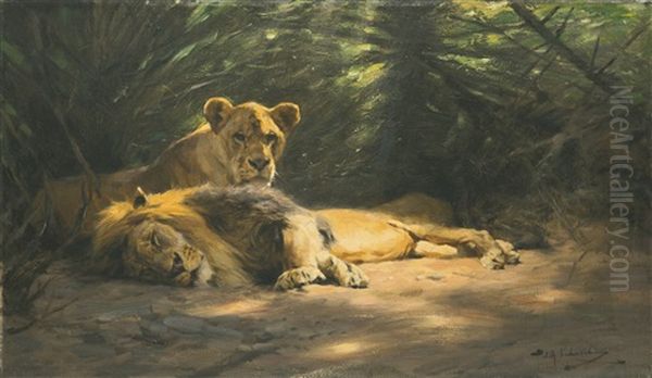 Im Versteck (the Lions' Den) by Wilhelm Friedrich Kuhnert