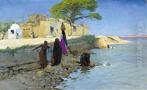 Washerwomen On The Nile by Wilhelm Friedrich Kuhnert