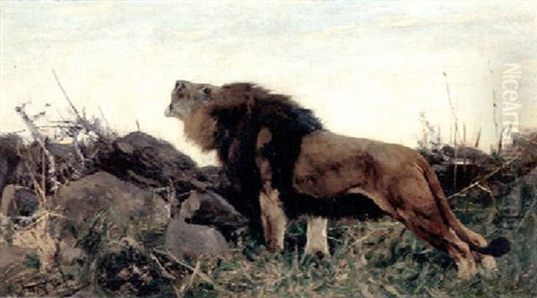 Lion Roaring by Wilhelm Friedrich Kuhnert