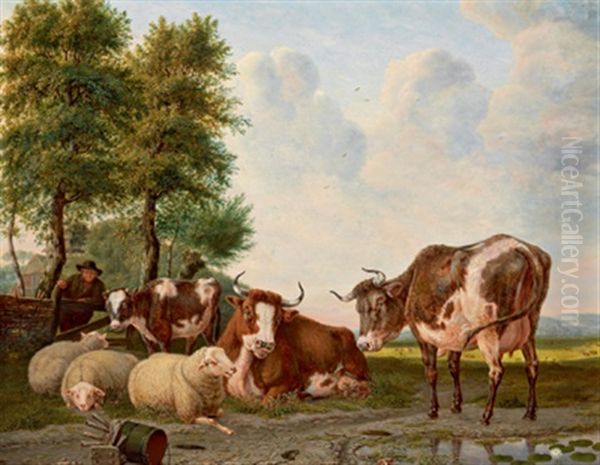 Landschaft Mit Weidendem Vieh Und Einem Bauern by Martinus Antonius Kuytenbrouwer the Elder