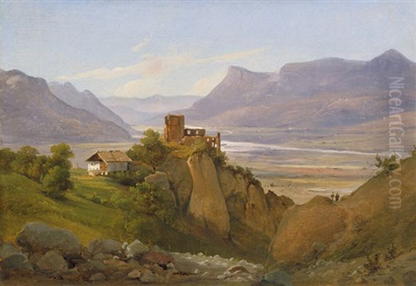 Burgruine Im Etschtal (burg Maultasch Bei Terlan?) by Vilhelm Peter Karl Kyhn