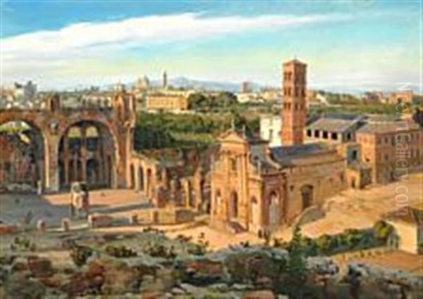 View Of The Roman Forum Towards The Basilica Of Constantine by Thorald Laessoe