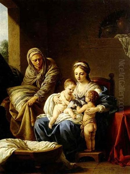 Madonna And Child With St. John The Baptist And An          Attendant by Louis Jean Francois Lagrenee