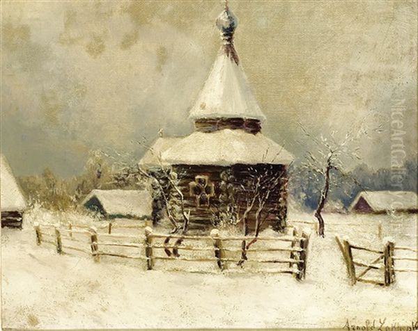 Village Church In Snow by Arnold Borisovich Lakhovsky