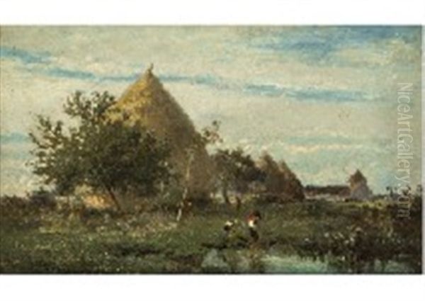 Paysage Aux Meules by Emile Charles Lambinet