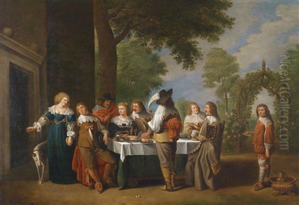 Eine Elegante Festgesellschaft Im Freien Dinierend by Christoffel Jacobsz. Van Der Lamen