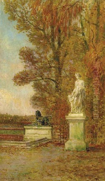 Statues In The Garden Of Versailles by Pierre (Desire Eugene) Franc Lamy