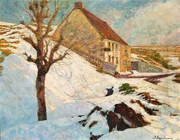 Winter Landscape With A House by Georgi Alexandrovich Lapchine