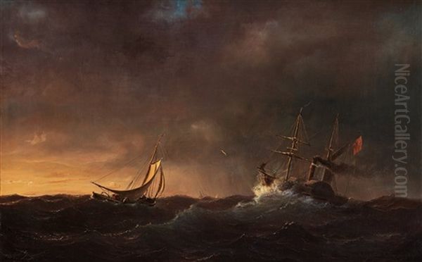 Stormig Afton Pa Havet (stormy Evening On The Sea) by Marcus Larsson