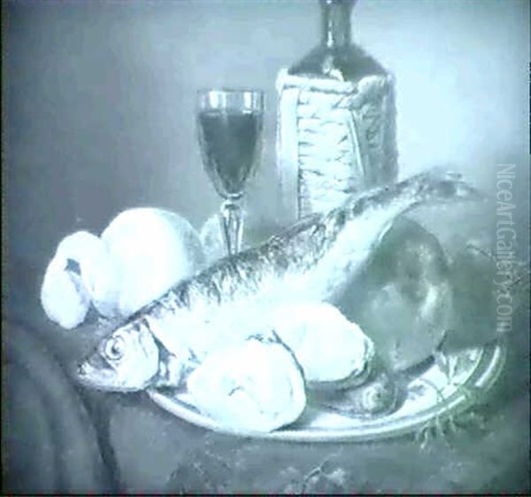 Stilleben Mit Fisch Und Austern by Josef Lauer