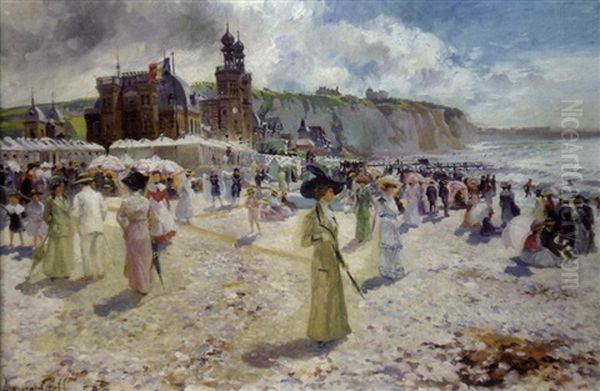 Animation Sur La Plage De Dieppe by Lucien Laurent-Gsell