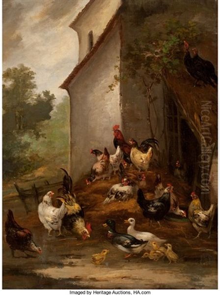 Barnyard Scene by August Laux