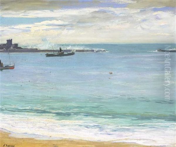 Steamers In The Harbor, St. Jean De Luz by John Lavery