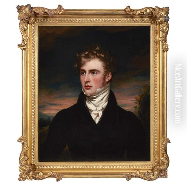 Portrait Of A Young Man, Half Length, In A Twilight Landscape by Thomas Lawrence