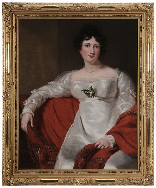 Portrait Of A Lady Seated In A Red Shawl by Thomas Lawrence