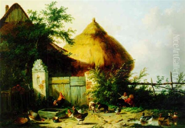 The Farmyard by Cornelis van Leemputten