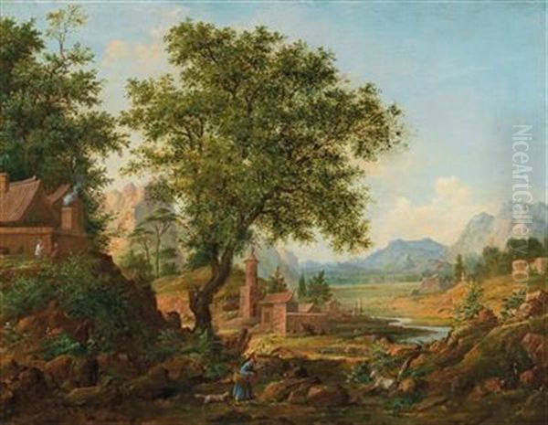 Chinese Landscape With Staffage by Anton Legacheff