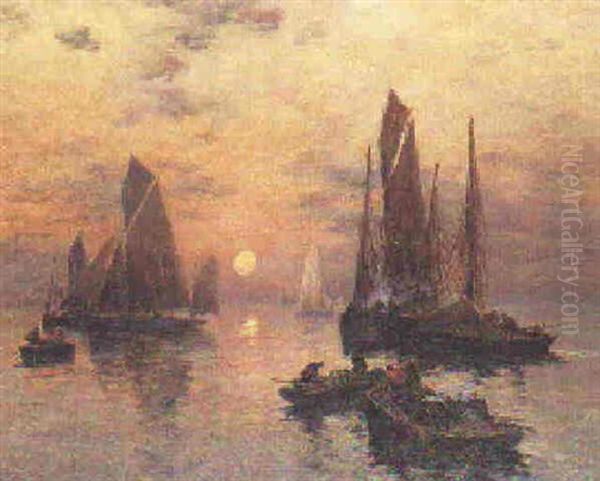 Voiliers Au Soleil Couchant by Fernand Marie Eugene Legout-Gerard