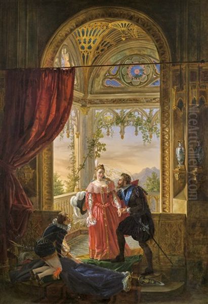 Henri Iv Avec Sa Maitresse by Louis Nicolas Lemasle