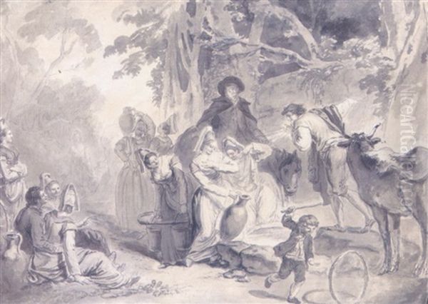 Scene De La Vie Paysanne De La Region De Rouen by Jacques Antoine Marie Lemoine