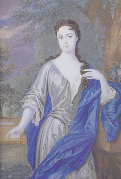 Lady Mary Bertie Wearing A Grey Day-gown With A Blue Drape by Bernard (Goupy) Lens III