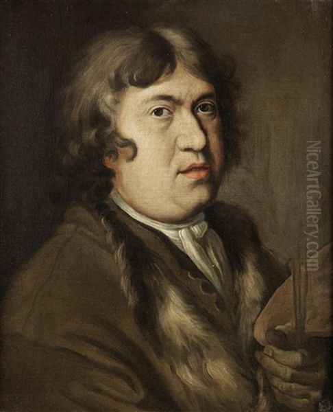 Self-portrait Of The Artist, Bust-length, Holding A Palette Oil Painting - Francesco Leonardoni