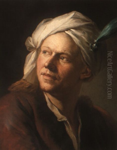 Portrait Of A Young Man Wearing A Turban by Nicolas Bernard Lepicie