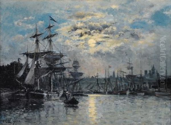 Bassin A Caen, Effet De Lune by Stanislas Lepine