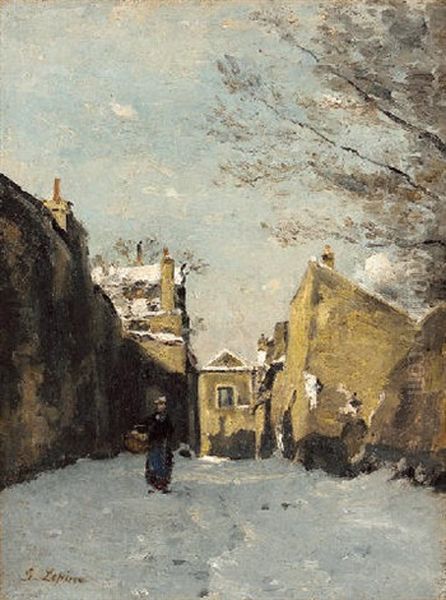 Rue A Montmartre, Effet De Neige by Stanislas Lepine