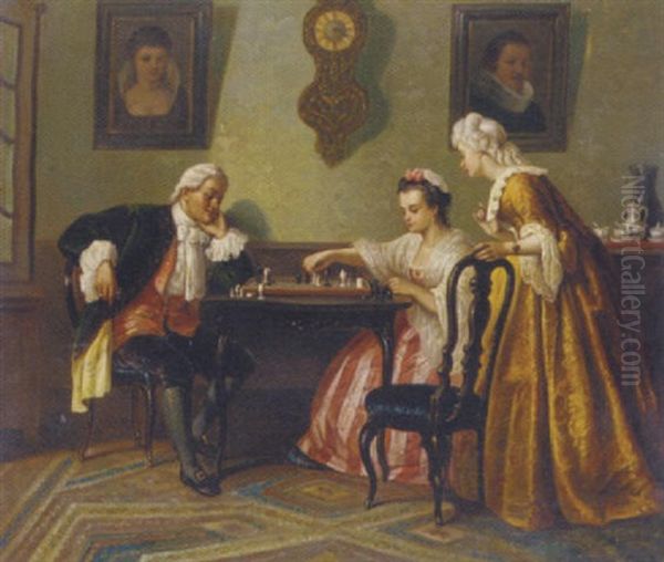 The Game Of Chess by Adolphe Alexandre Lesrel