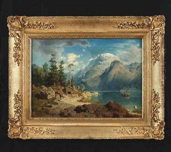 Gebirgssee In Der Morgensonne by August Wilhelm Leu