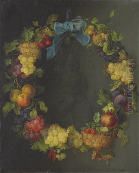 Wreath Of Fruit by Emanuel Leutze