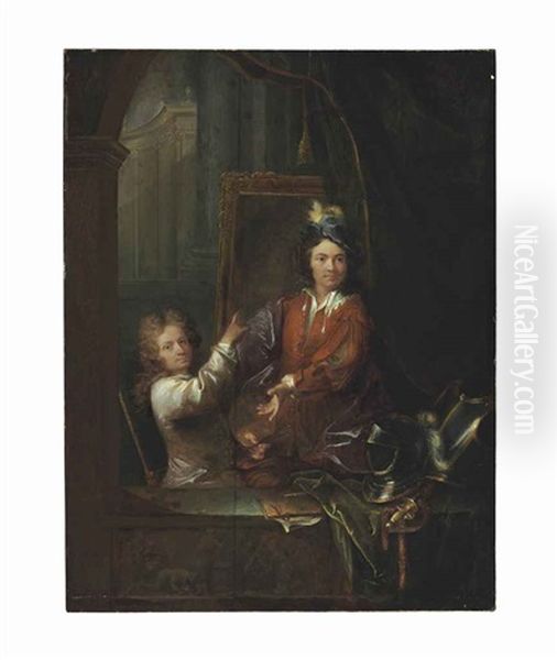 Self-portrait With Pierre De La Roche by Robert Levrac-Tournieres