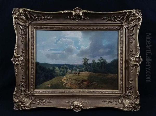 Luminist Landscape Cows Under Clouded Sky by Edmund Darch Lewis