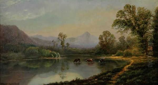 Cows Fording A Stream by Edmund Darch Lewis